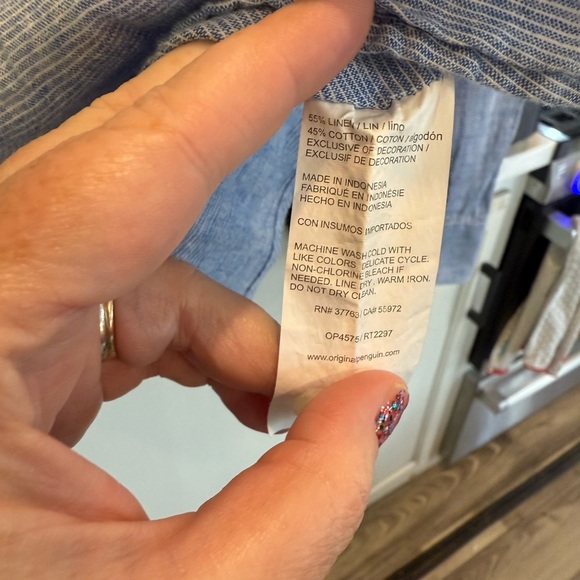 Original Penguin Blue Casual Button Down Shirt - Picture 6 of 6